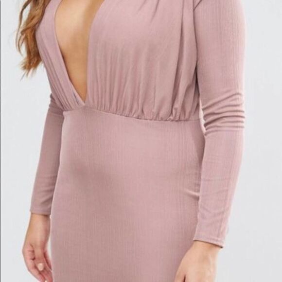 Missguided mauve Slinky Plunge Bodycon Midi Dress - Picture 4 of 16